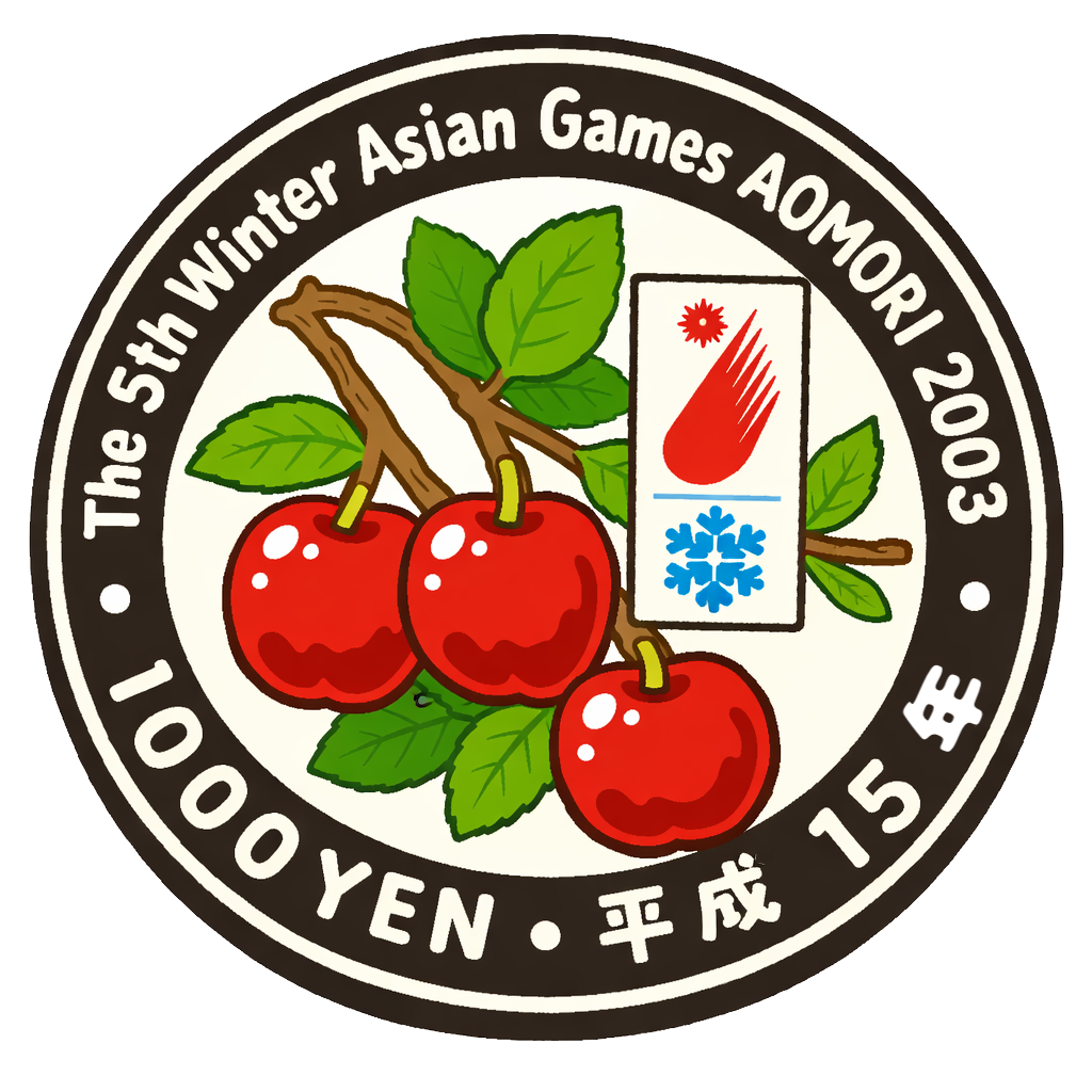 第五回アジア冬季競技大会記念千円銀貨 表面
