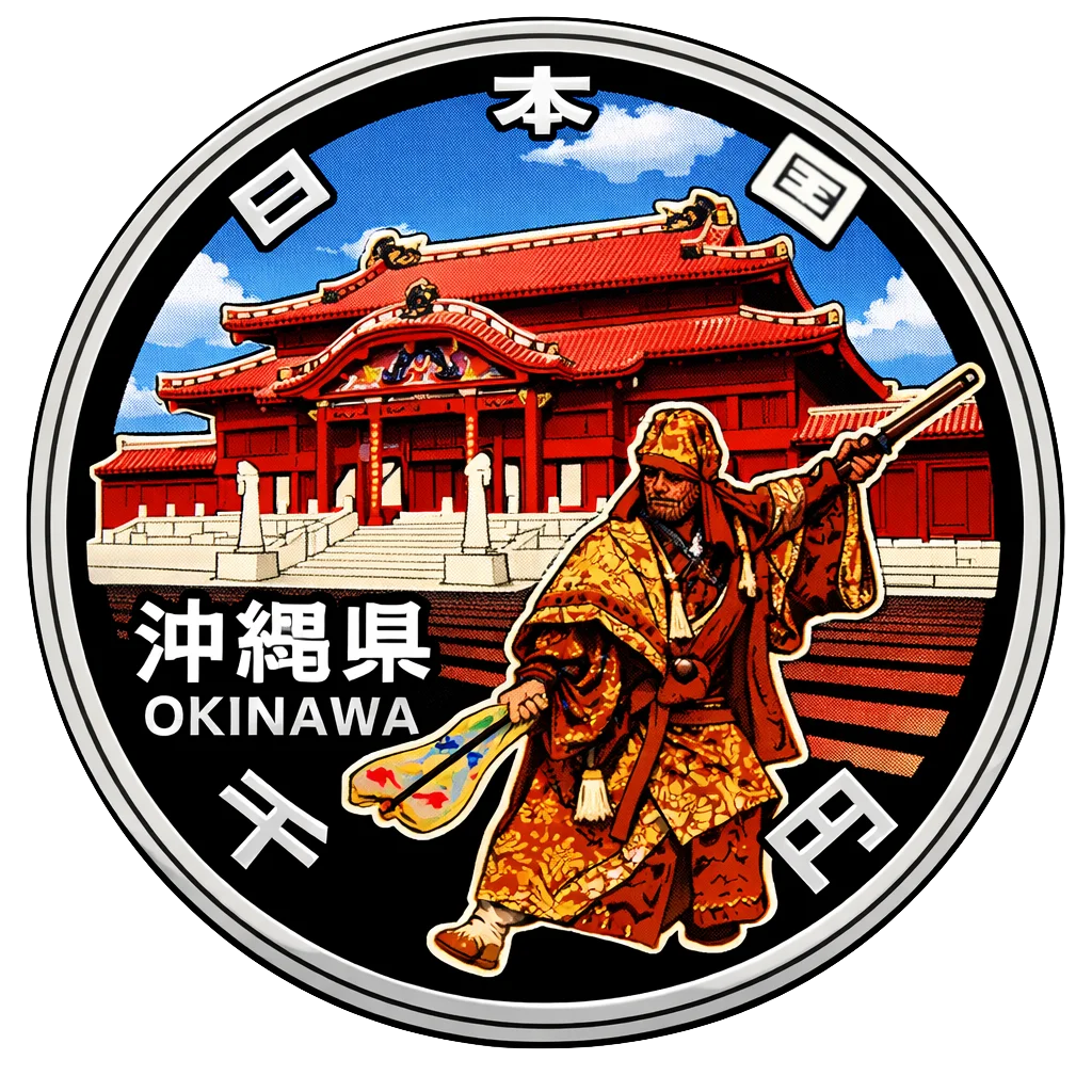 地方自治60周年記念千円銀貨（沖縄県） 裏面
