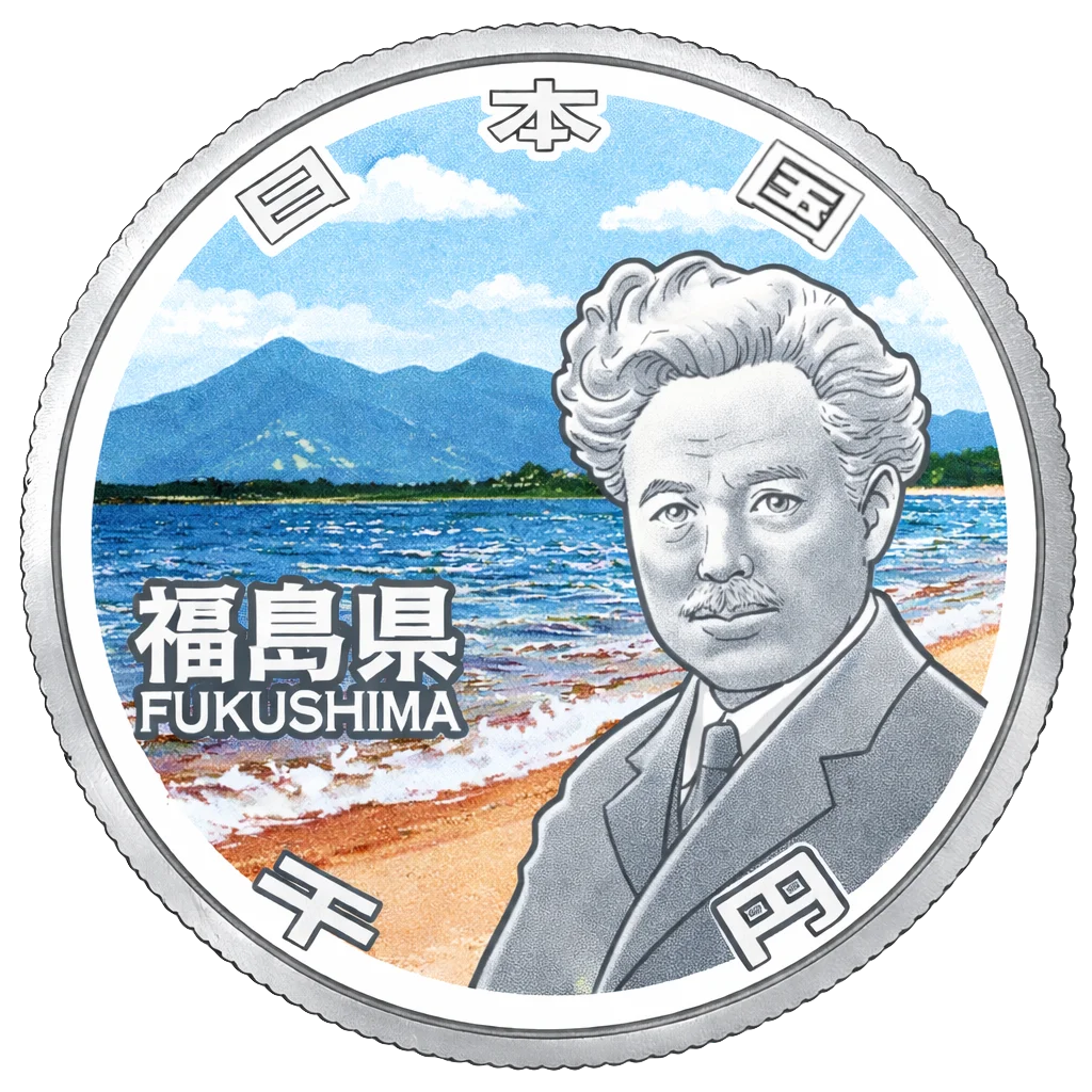 地方自治60周年記念千円銀貨（福島県） 裏面