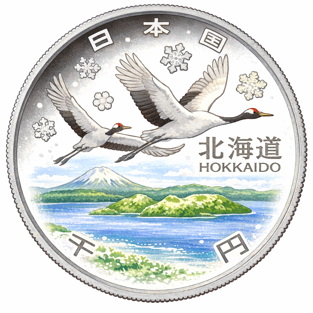 地方自治60周年記念千円銀貨（北海道） 裏面