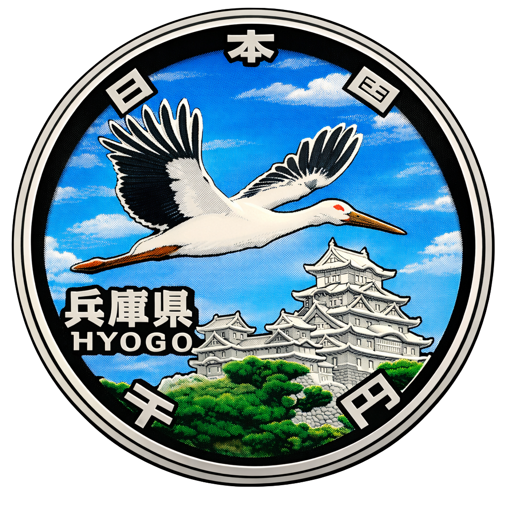 地方自治60周年記念千円銀貨（兵庫県） 裏面