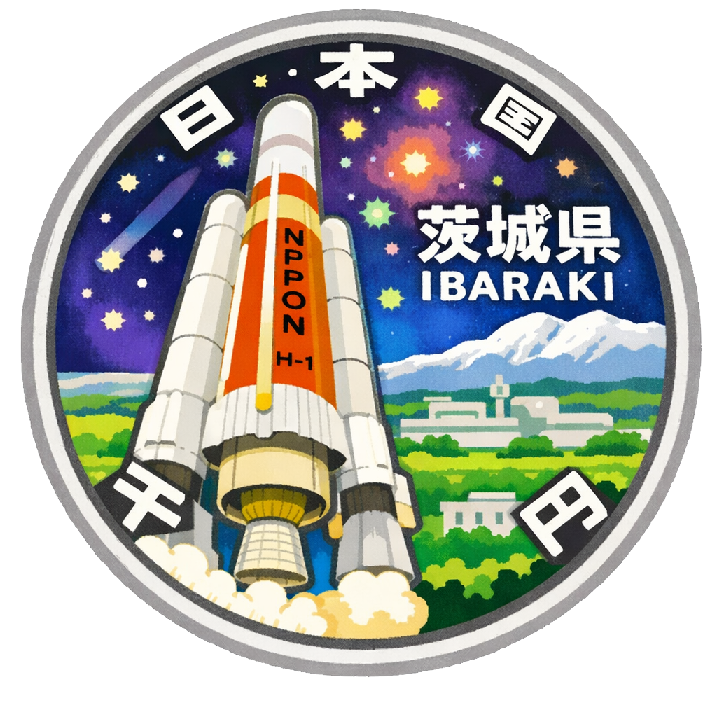 地方自治60周年記念千円銀貨（茨城県） 裏面