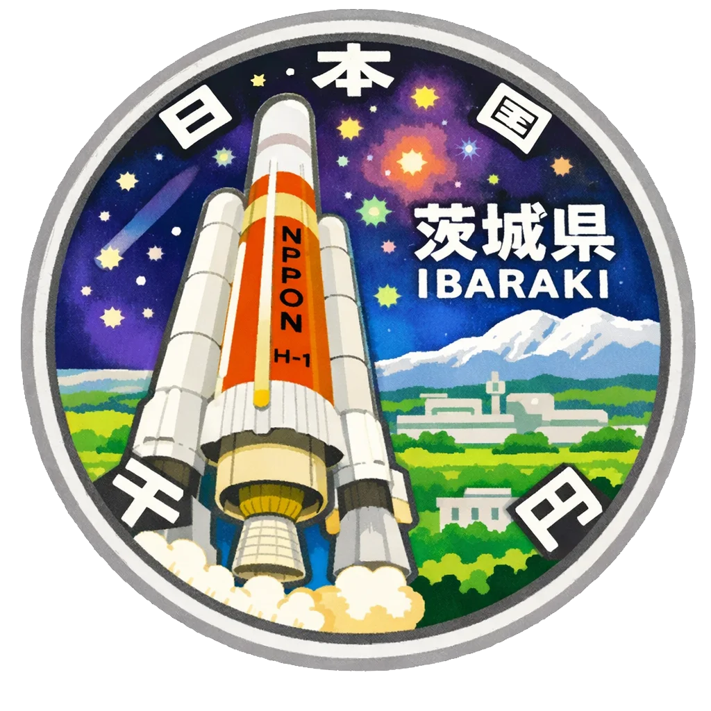 地方自治60周年記念千円銀貨（茨城県） 裏面
