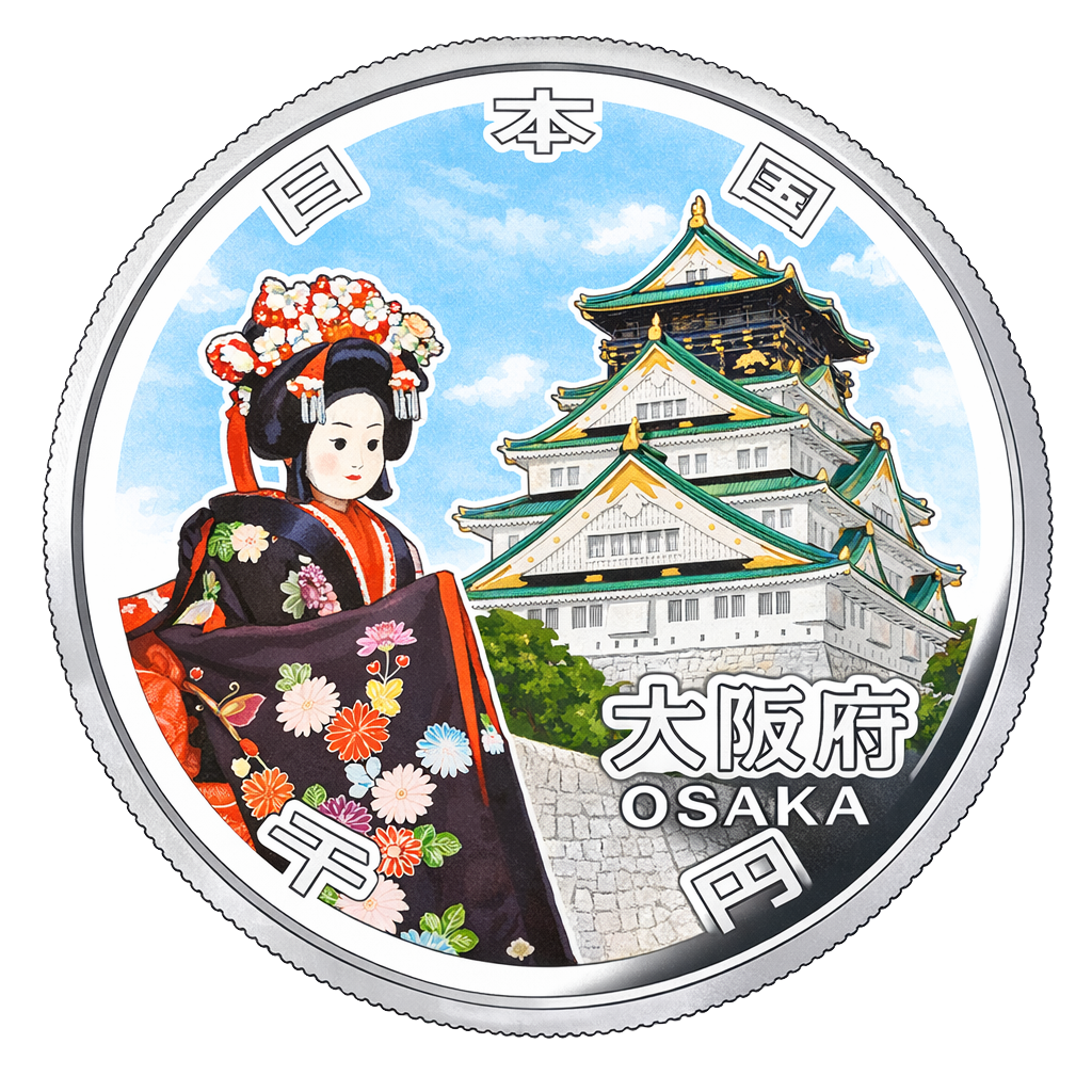 地方自治60周年記念千円銀貨（大阪府） 裏面