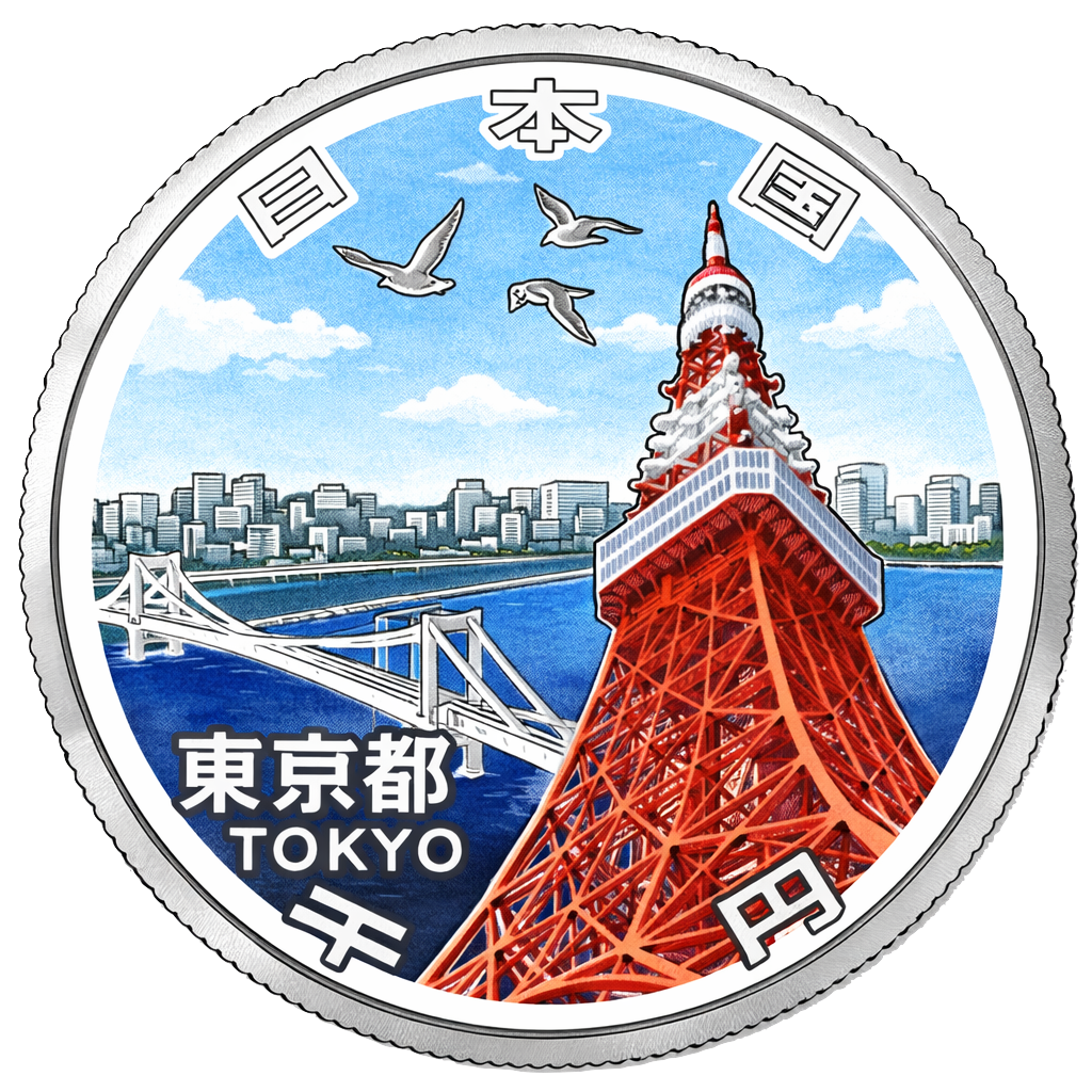 地方自治60周年記念千円銀貨（東京都） 裏面