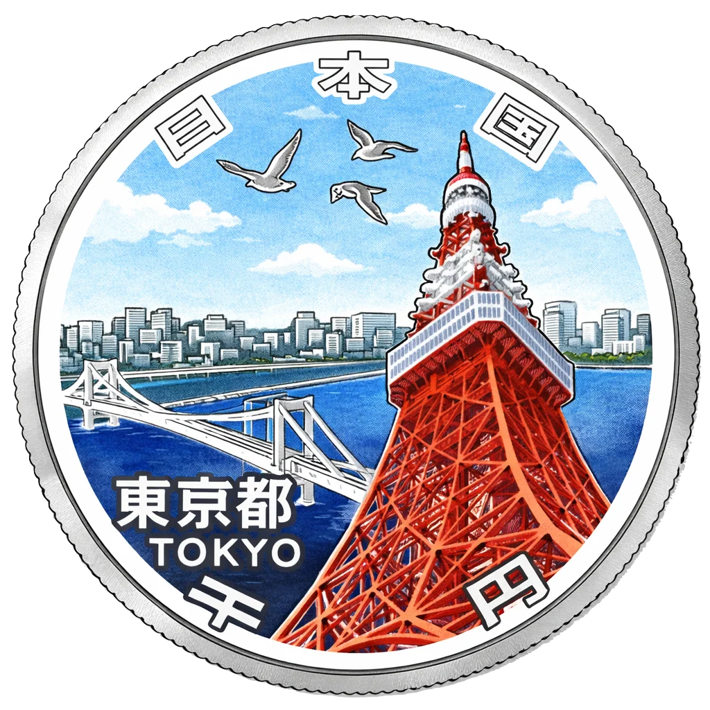 地方自治60周年記念千円銀貨（東京都） 裏面