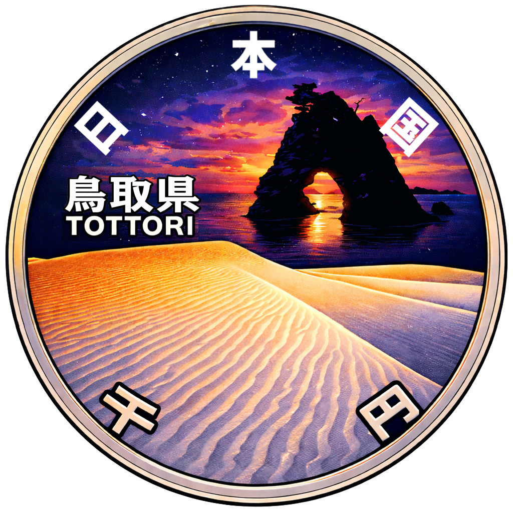 地方自治60周年記念千円銀貨（鳥取県） 裏面