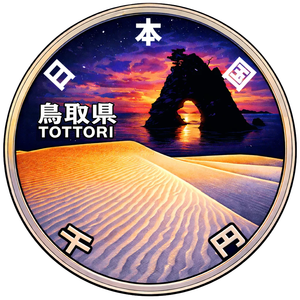 地方自治60周年記念千円銀貨（鳥取県） 裏面