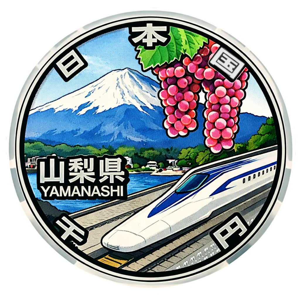 地方自治60周年記念千円銀貨（山梨県） 裏面