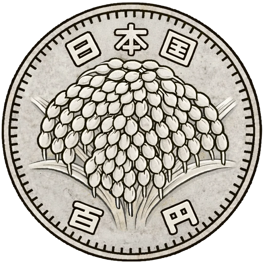 稲100円銀貨 裏面