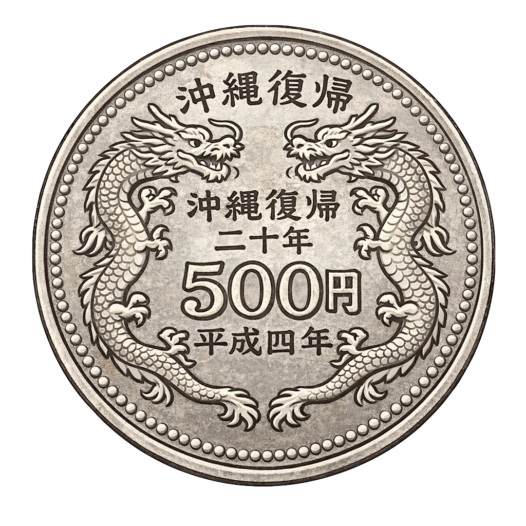 沖縄復帰20周年記念500円白銅貨 表面
