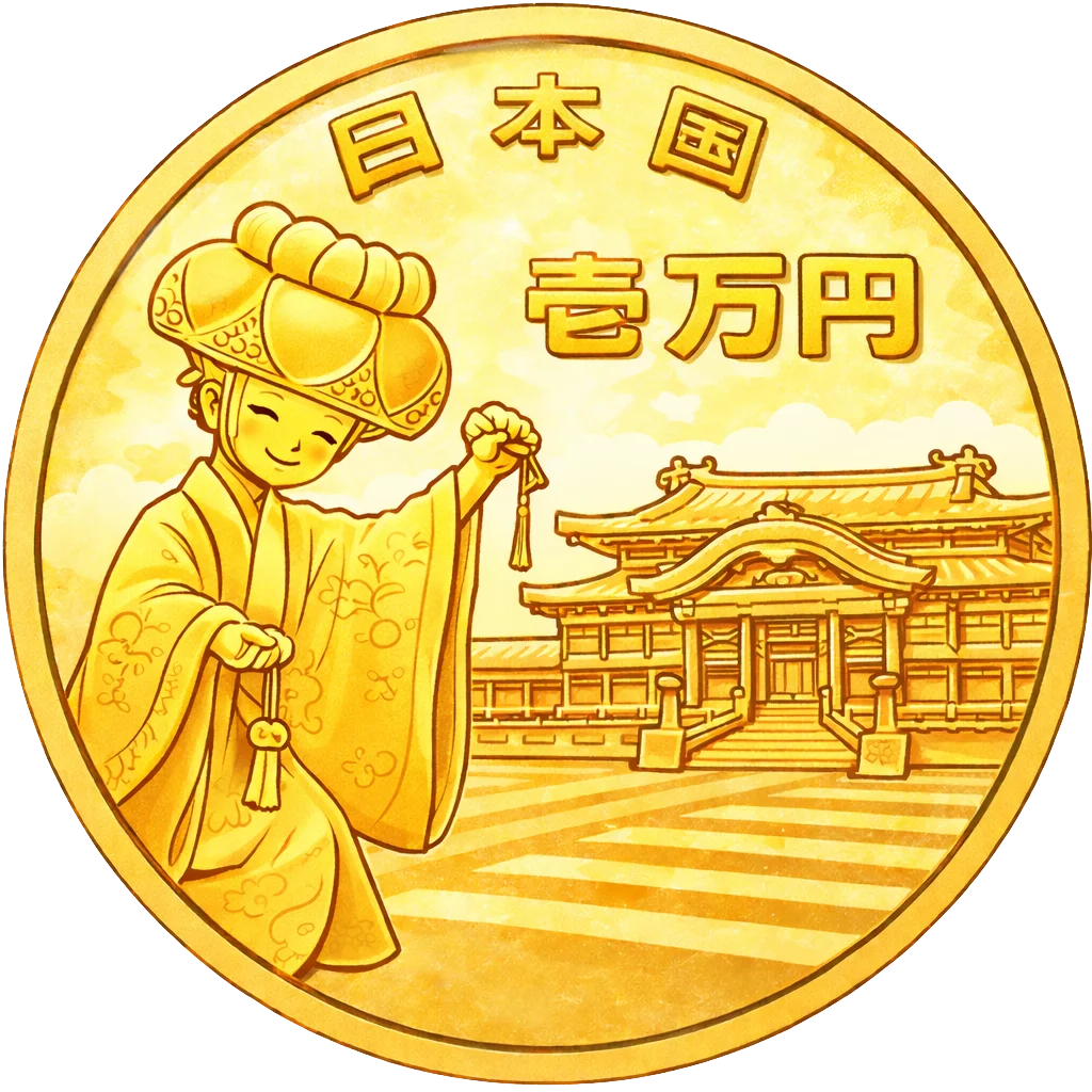 沖縄復帰50周年記念1万円金貨 裏面