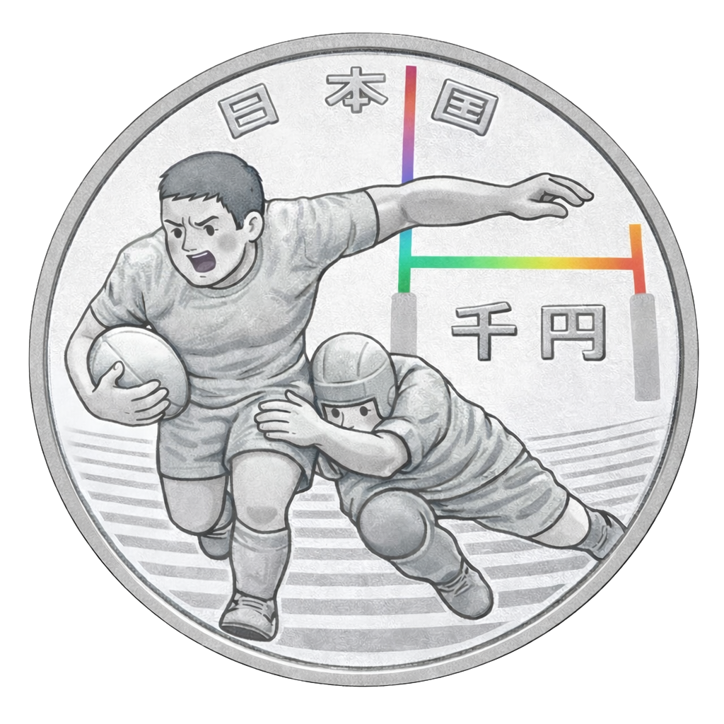 ラグビーワールドカップ2019年日本大会記念千円銀貨 裏面