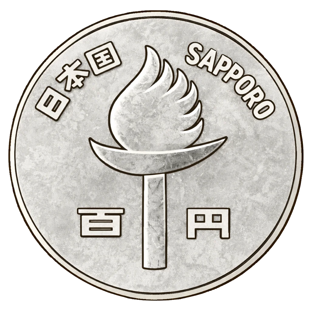 札幌冬季オリンピック記念100円白銅貨 裏面