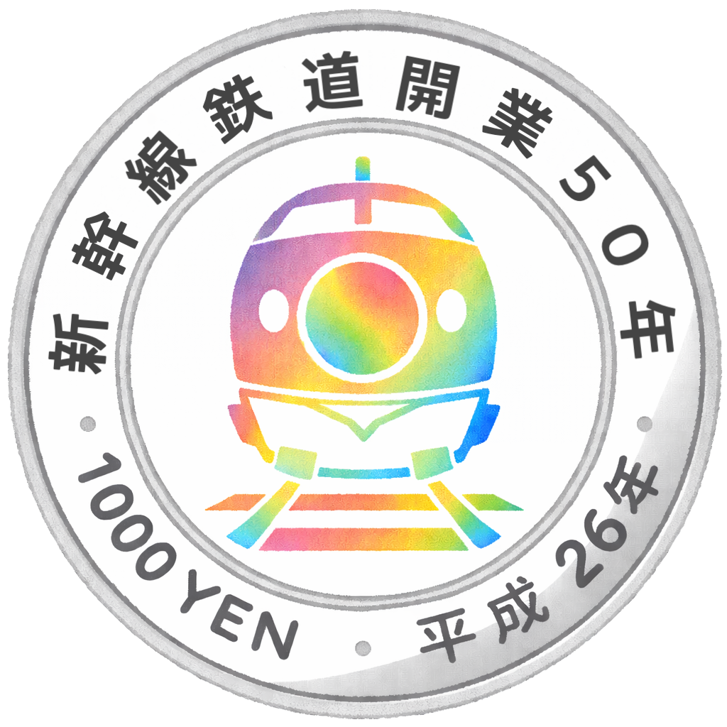 新幹線鉄道開業50周年記念千円銀貨 表面
