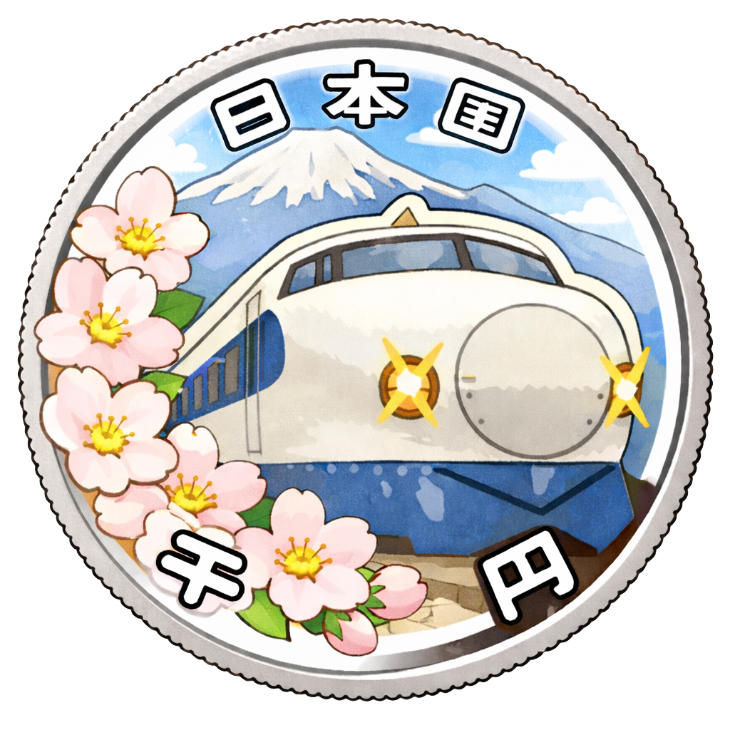 新幹線鉄道開業50周年記念千円銀貨 裏面
