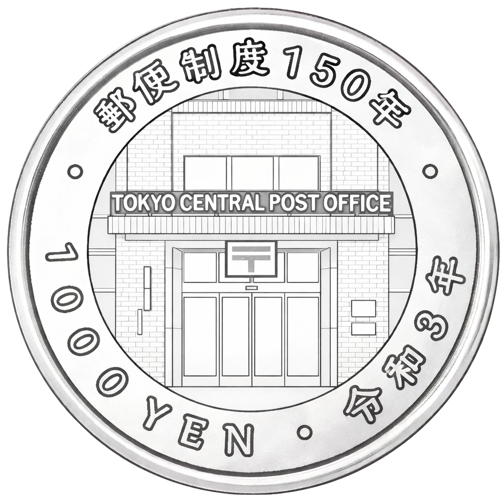 郵便制度150周年記念千円銀貨