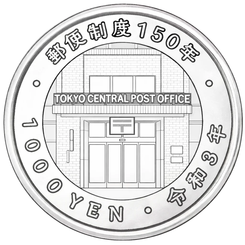 郵便制度150周年記念千円銀貨